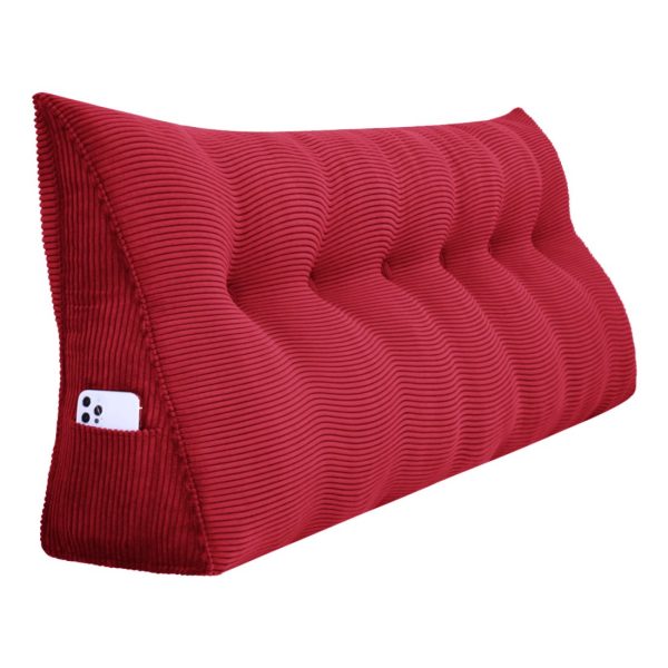 Triangular Wedge Pillow Bed Nice Big Cushion Corduroy Red – Bild 19