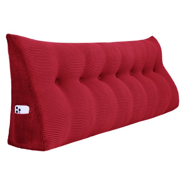 Triangular Wedge Pillow Bed Nice Big Cushion Corduroy Red – Bild 20