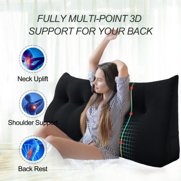 Big Wedge Reading Cushion Nice Headboard Pillow Velvet Black – Bild 6