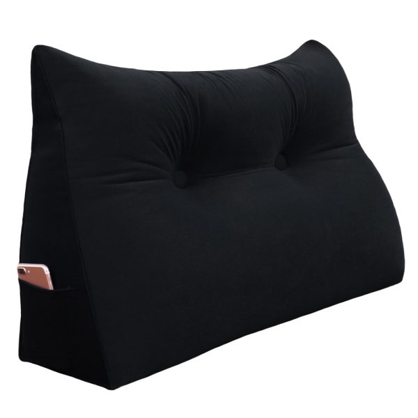 Big Wedge Reading Cushion Nice Headboard Pillow Velvet Black – Bild 17