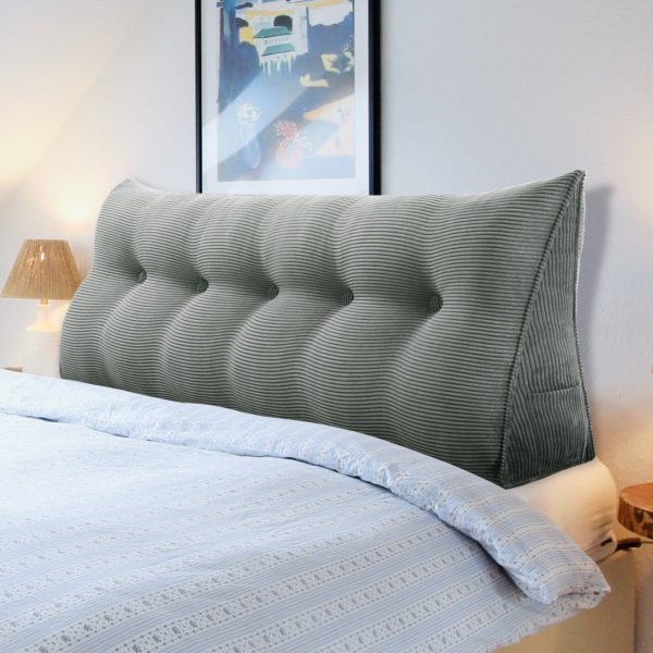 Wedge Pillow Big Cushion For Sofa Bed Corduroy Grey - immagine 2