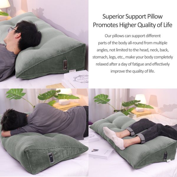 Wedge Pillow Big Cushion For Sofa Bed Corduroy Grey - immagine 8
