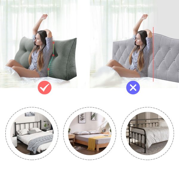 Wedge Pillow Big Cushion For Sofa Bed Corduroy Grey - immagine 10