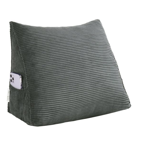 Wedge Pillow Big Cushion For Sofa Bed Corduroy Grey - immagine 15