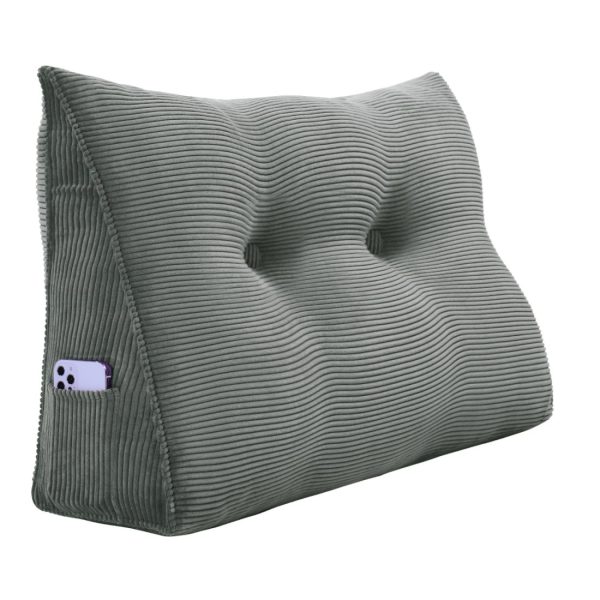 Wedge Pillow Big Cushion For Sofa Bed Corduroy Grey - immagine 16