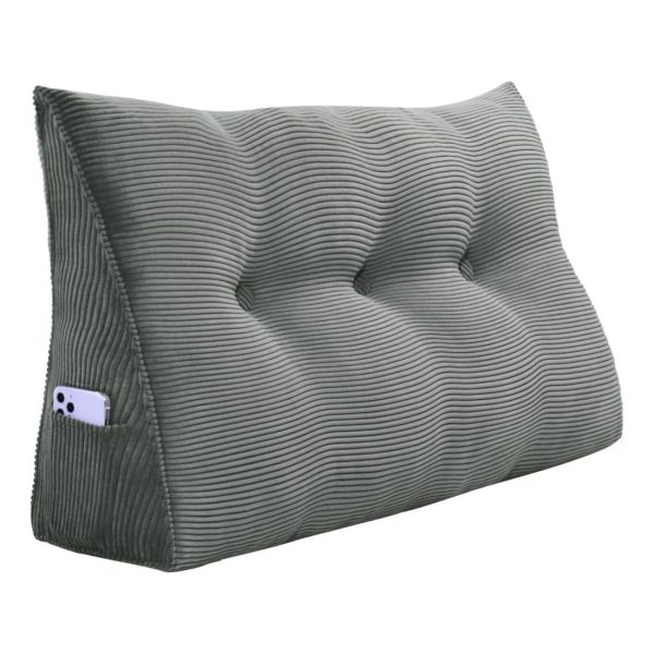 Wedge Pillow Big Cushion For Sofa Bed Corduroy Grey - immagine 17