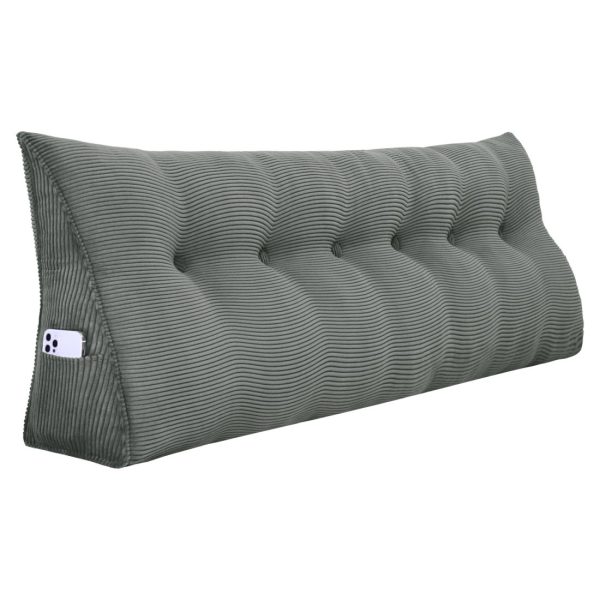 Wedge Pillow Big Cushion For Sofa Bed Corduroy Grey - immagine 19