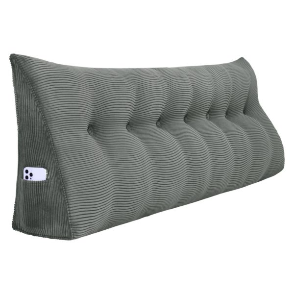 Wedge Pillow Big Cushion For Sofa Bed Corduroy Grey - immagine 20