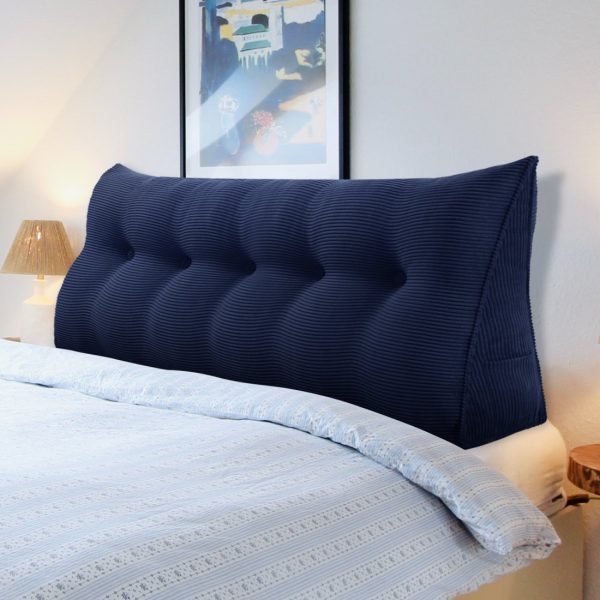 Wedge Support Pillow Beautiful Headboard Corduroy Navy Blue - obrazek 4