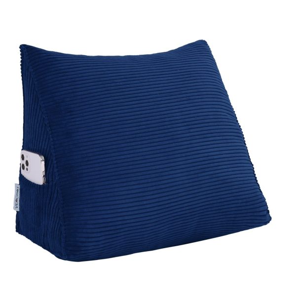 Wedge Support Pillow Beautiful Headboard Corduroy Navy Blue - obrazek 13
