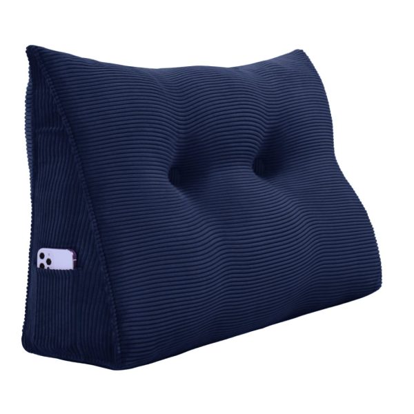 Wedge Support Pillow Beautiful Headboard Corduroy Navy Blue - obrazek 14