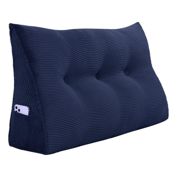Wedge Support Pillow Beautiful Headboard Corduroy Navy Blue - obrazek 15
