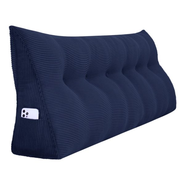 Wedge Support Pillow Beautiful Headboard Corduroy Navy Blue - obrazek 17