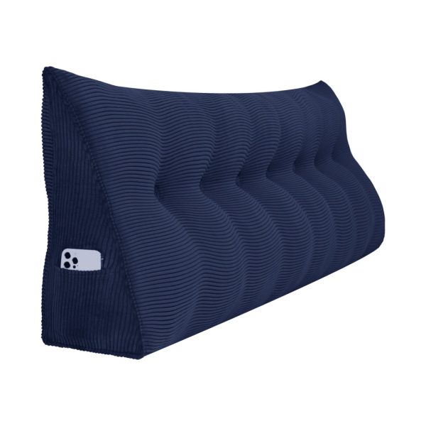 Wedge Support Pillow Beautiful Headboard Corduroy Navy Blue - obrazek 18